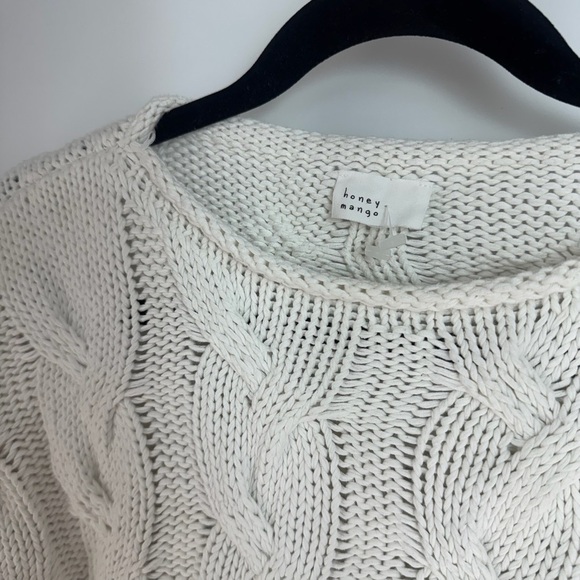 Honey Mango Cable Chunky Knit Crewneck Sweater - Picture 3 of 3